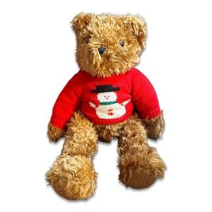 Belkie Brown Teddy Bear 21" Red Snowman Vintage Jointed Plush Stuffed Animal Toy